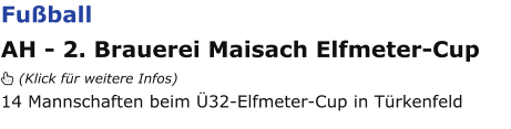 Fußball AH - 2. Brauerei Maisach Elfmeter-Cup    (Klick für weitere Infos) 14 Mannschaften beim Ü32-Elfmeter-Cup in Türkenfeld